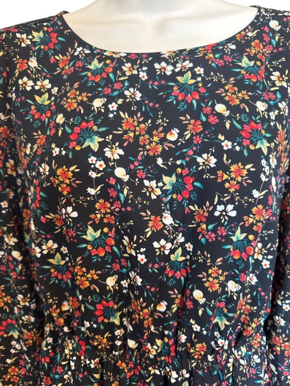 J.Crew Mercantile Ditsy Floral Faux Wrap Dress Size 4 Elastic Waist Long Sleeve - Picture 3 of 12